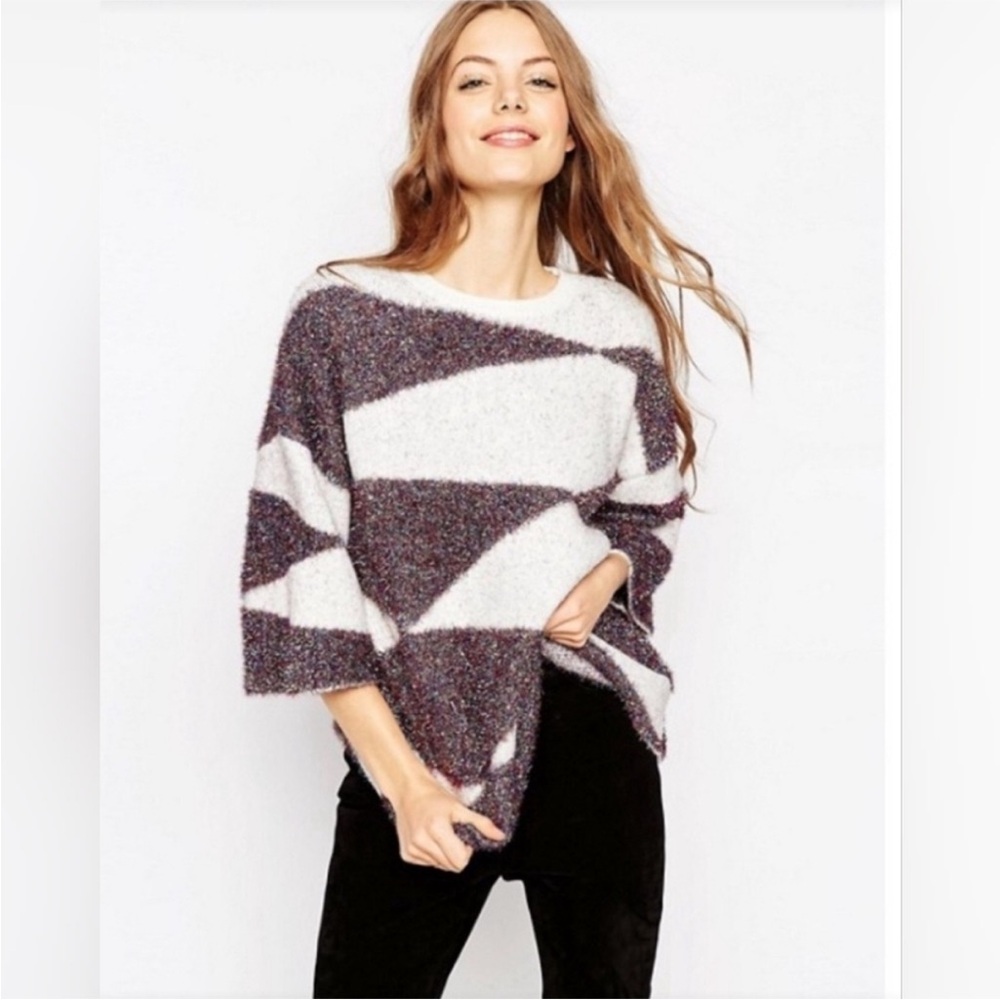 MOTH Anthropologie Sparkling Geo Sweater Size XS Oversized